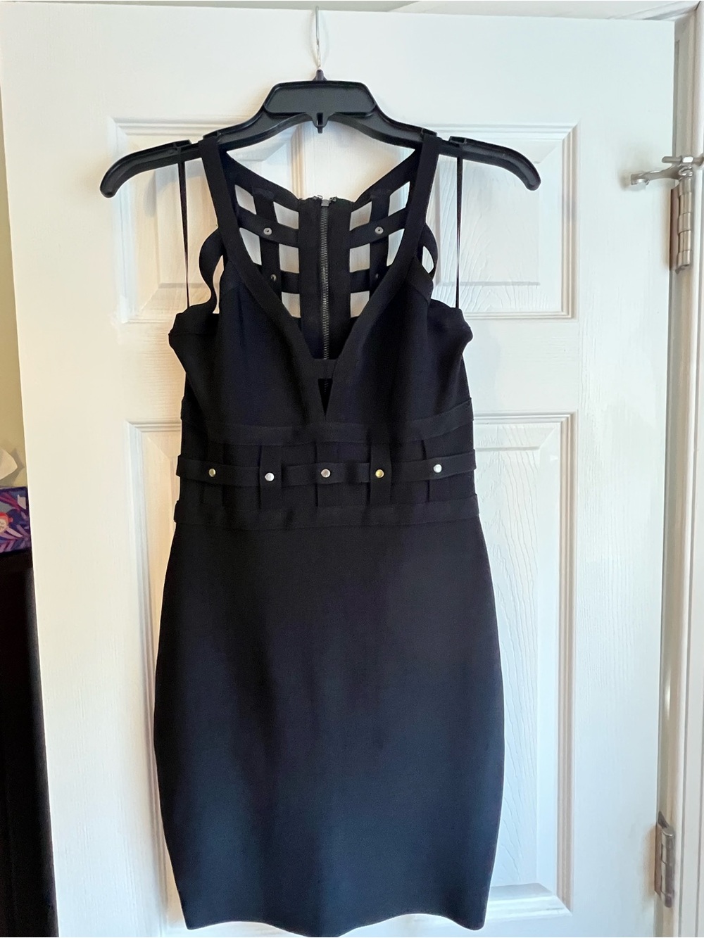 Guess by Marciano Black Strappy Cage-Back Mini Dress